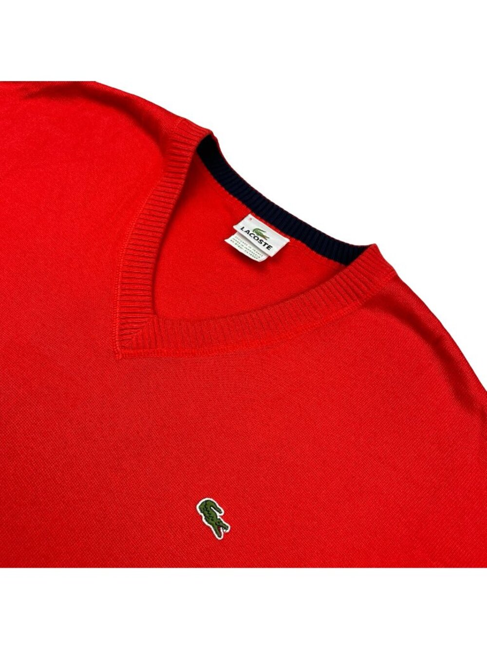 Lacoste Men's 100% Cotton V-Neck Pullover Sweater Red • Size 9 FR